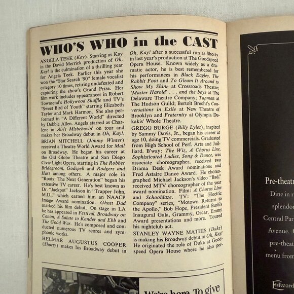 Oh Kay Playbill 1990 Richard Rodgers Theatre Broadway Musical George Gershwin - Picture 6 of 15